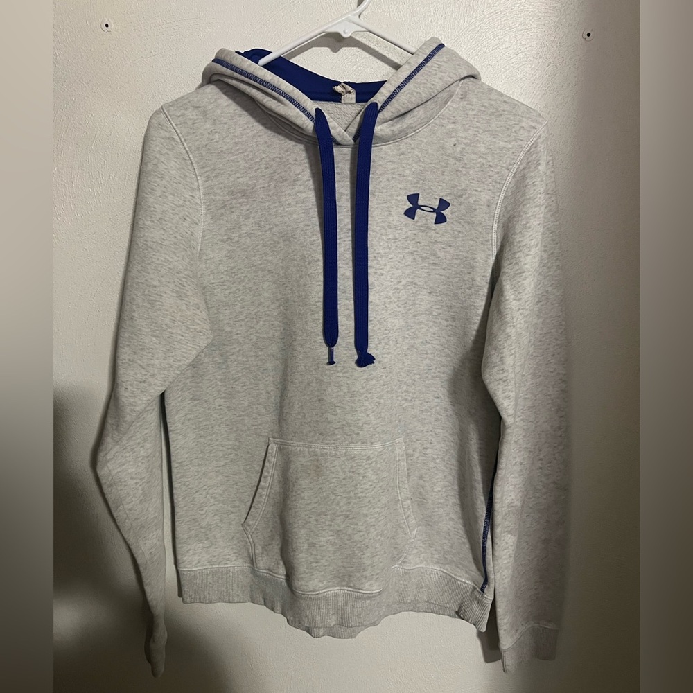 UNDER ARMOUR Classic‎ All Season Gear Logo Hoodie Grey Royal Blue Women's Sz M